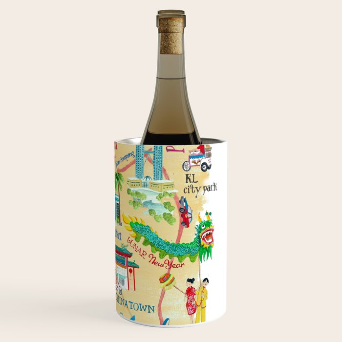 Illustrative map Kuala Lumpur Malaysia travel Wine Chiller Gallery Image 3