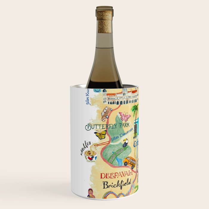 Illustrative map Kuala Lumpur Malaysia travel Wine Chiller Gallery Image 2
