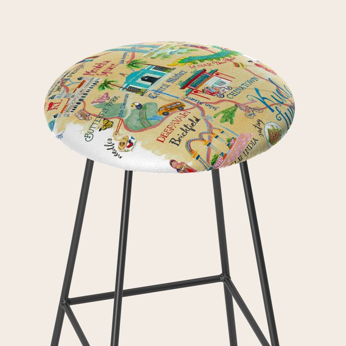 Illustrative map Kuala Lumpur Malaysia travel Stool Gallery Image 2