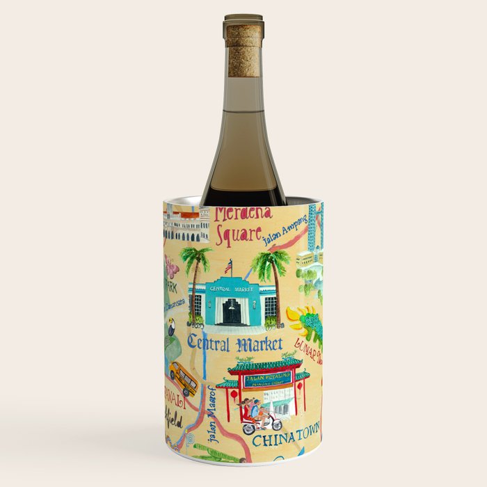 Illustrative map Kuala Lumpur Malaysia travel Wine Chiller Gallery Image 1