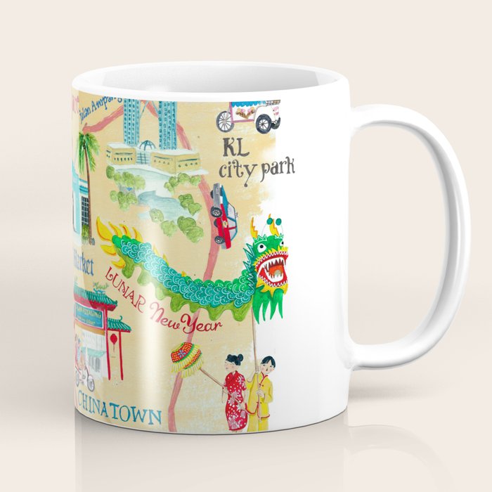 Illustrative map Kuala Lumpur Malaysia travel Coffee Mug Gallery Image 1