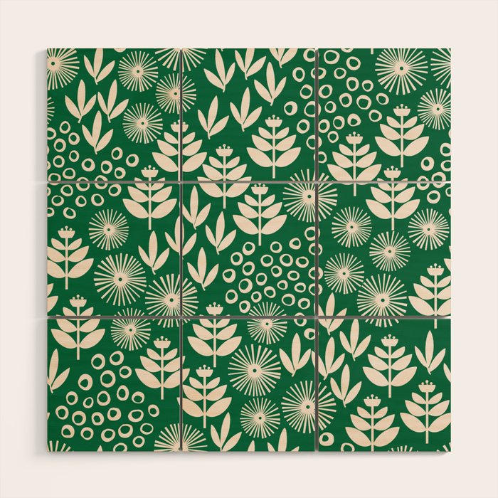 Retro Forest Flora Pattern Wood Wall Art Gallery Image 1