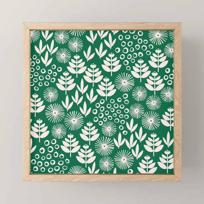 Retro Forest Flora Pattern Mini Art Print Gallery Image 1