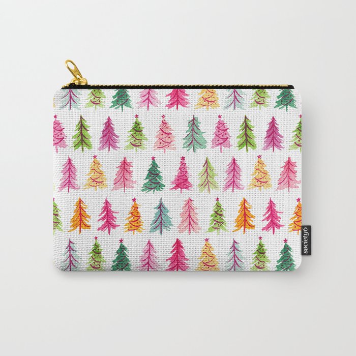 Colorful Vintage Bottlebrush Christmas Trees Carry All Pouch Gallery Image 1