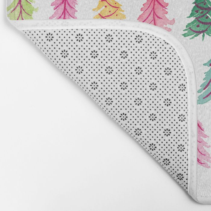Colorful Vintage Bottlebrush Christmas Trees Bath Mat Gallery Image 2