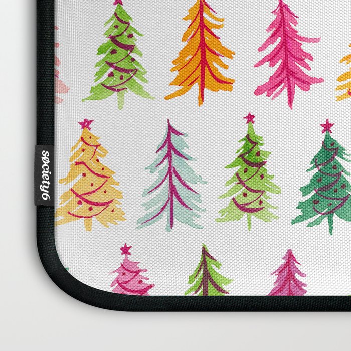 Colorful Vintage Bottlebrush Christmas Trees Laptop Sleeve Gallery Image 3