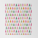 Colorful Vintage Bottlebrush Christmas Trees Throw Blanket Gallery Image 2