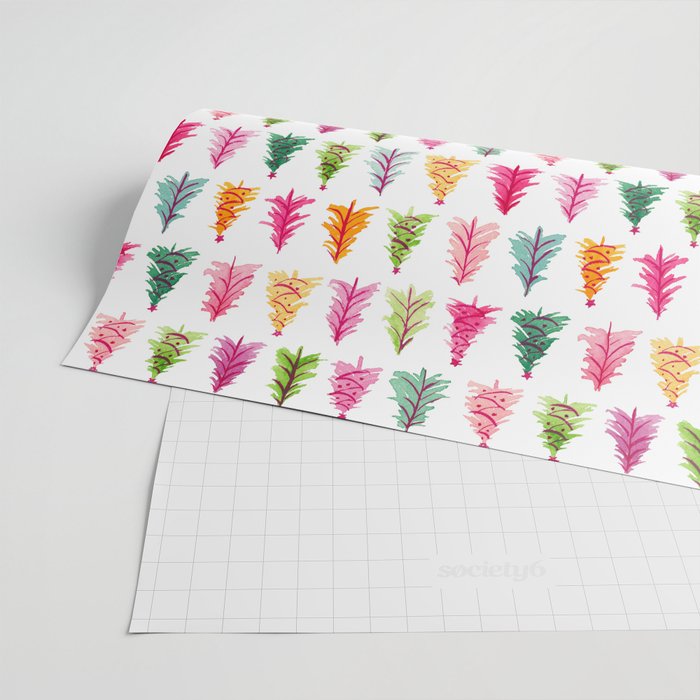 Colorful Vintage Bottlebrush Christmas Trees Wrapping Paper Gallery Image 2