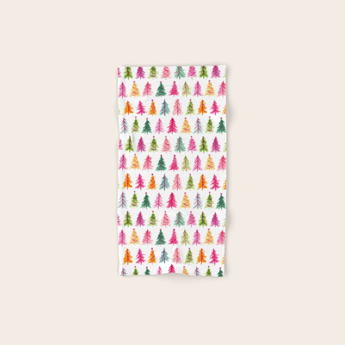 Colorful Vintage Bottlebrush Christmas Trees Bath Towel Gallery Image 1