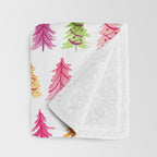 Colorful Vintage Bottlebrush Christmas Trees Throw Blanket Gallery Image 3