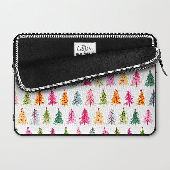 Colorful Vintage Bottlebrush Christmas Trees Laptop Sleeve Gallery Image 2