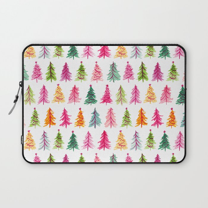 Colorful Vintage Bottlebrush Christmas Trees Laptop Sleeve Gallery Image 1
