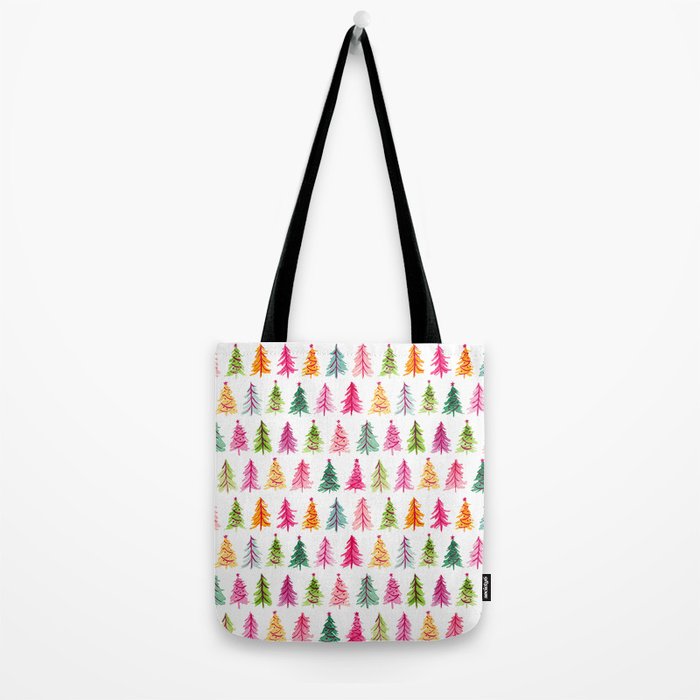 Colorful Vintage Bottlebrush Christmas Trees Tote Bag Gallery Image 2