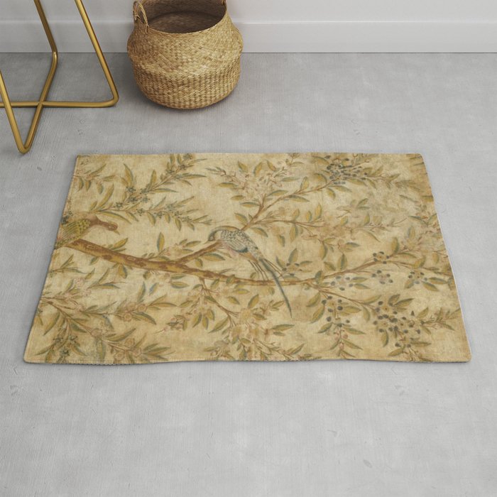 Antique 18th Century Gold Chinoiserie Garden Fresco Rug Gallery Image 1