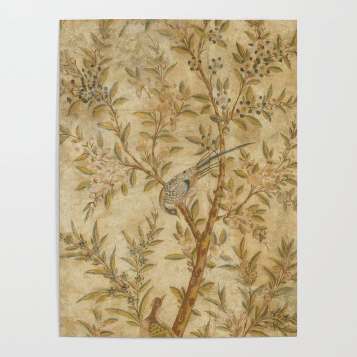 Antique 18th Century Gold Chinoiserie Garden Fresco Poster Gallery Image 1