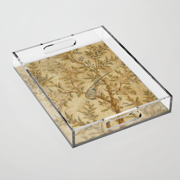 Antique 18th Century Gold Chinoiserie Garden Fresco Acrylic Tray Gallery Image 1