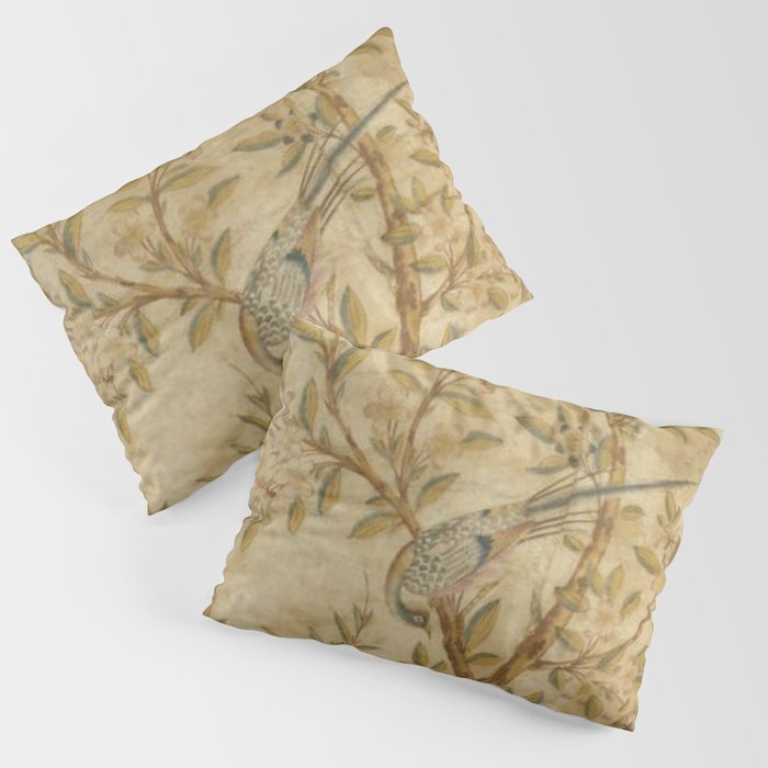 Antique 18th Century Gold Chinoiserie Garden Fresco Pillow Sham Gallery Image 1
