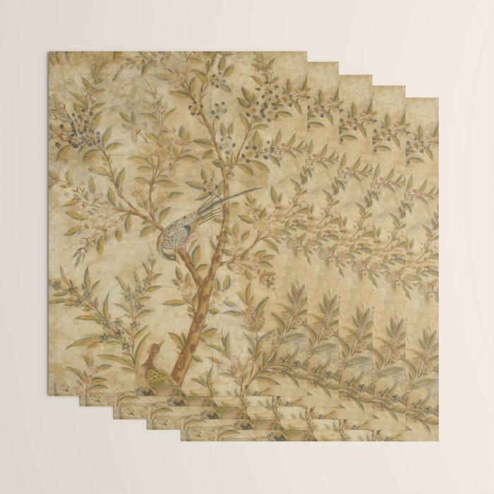 Antique 18th Century Gold Chinoiserie Garden Fresco Wrapping Paper Gallery Image 3