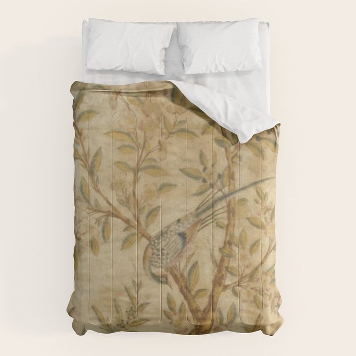 Antique 18th Century Gold Chinoiserie Garden Fresco Comforter Gallery Image 6