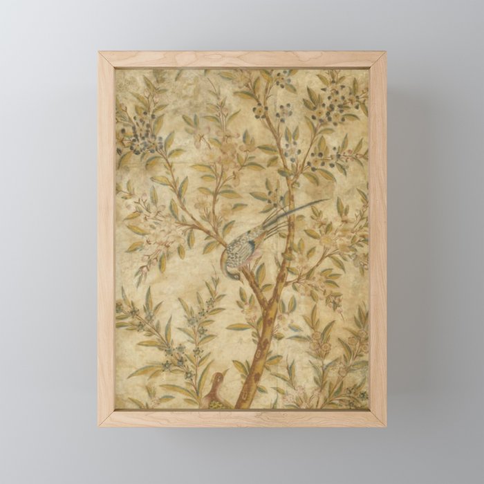 Antique 18th Century Gold Chinoiserie Garden Fresco Mini Art Print Gallery Image 1