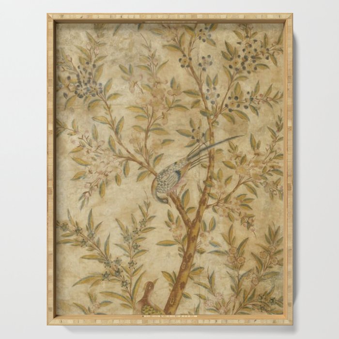 Antique 18th Century Gold Chinoiserie Garden Fresco Serving Tray Gallery Image 1