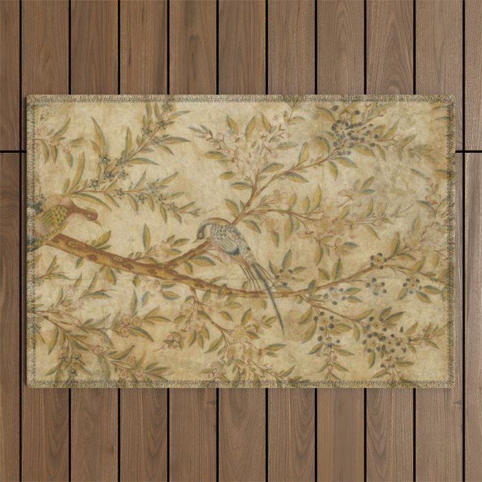 Antique 18th Century Gold Chinoiserie Garden Fresco Outdoor Rug Gallery Image 1