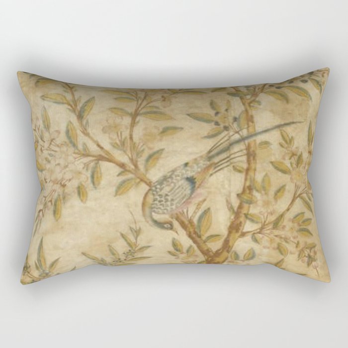 Antique 18th Century Gold Chinoiserie Garden Fresco Rectangular Pillow Gallery Image 2