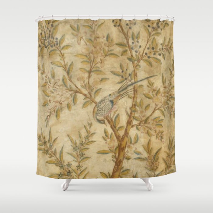 Antique 18th Century Gold Chinoiserie Garden Fresco Shower Curtain Gallery Image 1