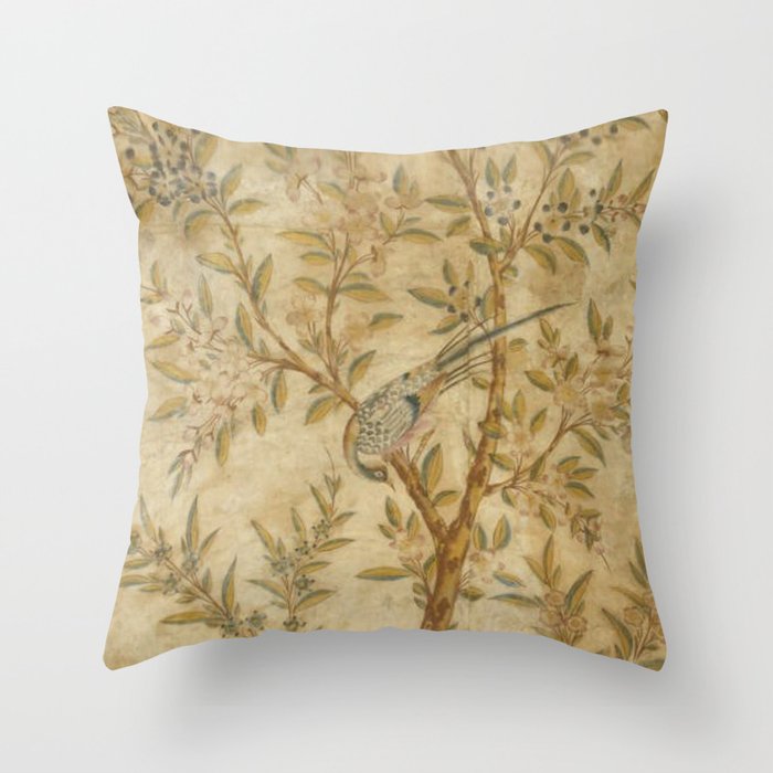 Antique 18th Century Gold Chinoiserie Garden Fresco Throw Pillow Gallery Image 1