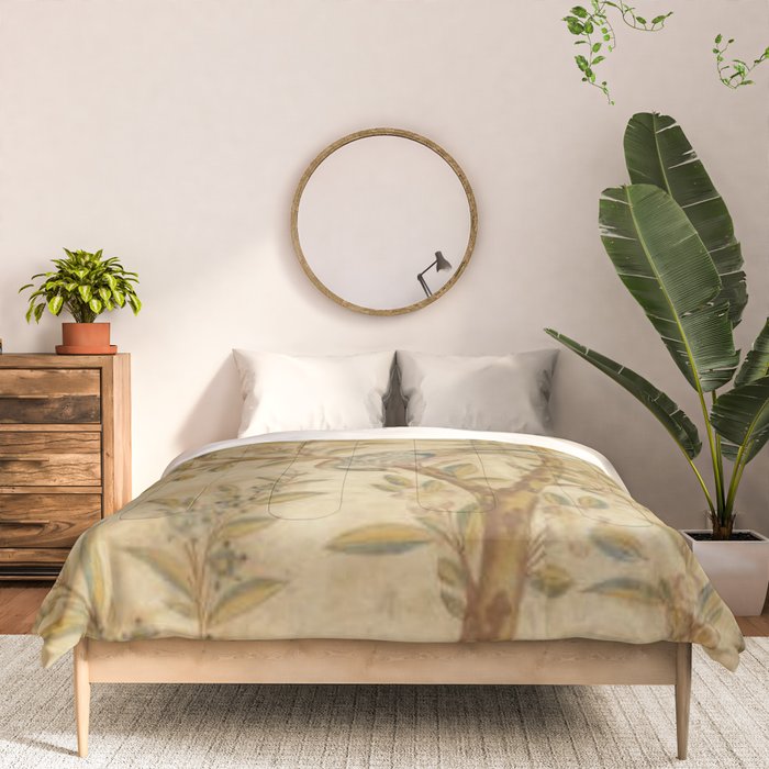 Antique 18th Century Gold Chinoiserie Garden Fresco Comforter Gallery Image 3