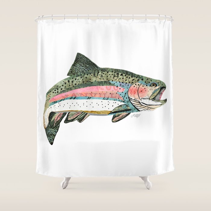 Rainbow Trout Collage Shower Curtain Gallery Image 1