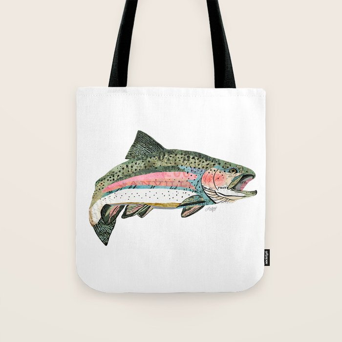 Rainbow Trout Collage Tote Bag Gallery Image 1