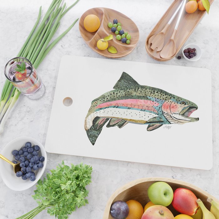 Rainbow Trout Collage Cutting Board Gallery Image 2