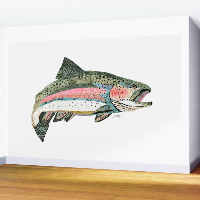Rainbow Trout Collage Wall Mural Gallery Image 2