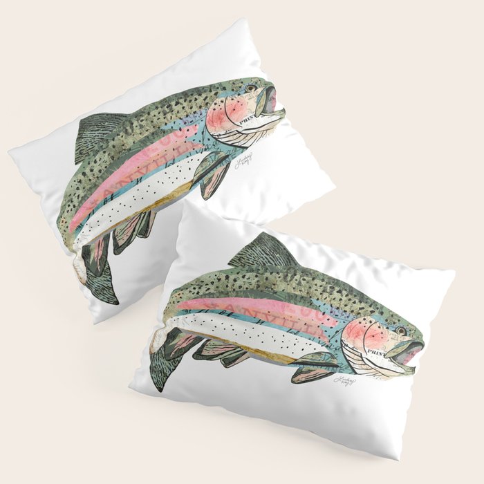 Rainbow Trout Collage Pillow Sham Gallery Image 3