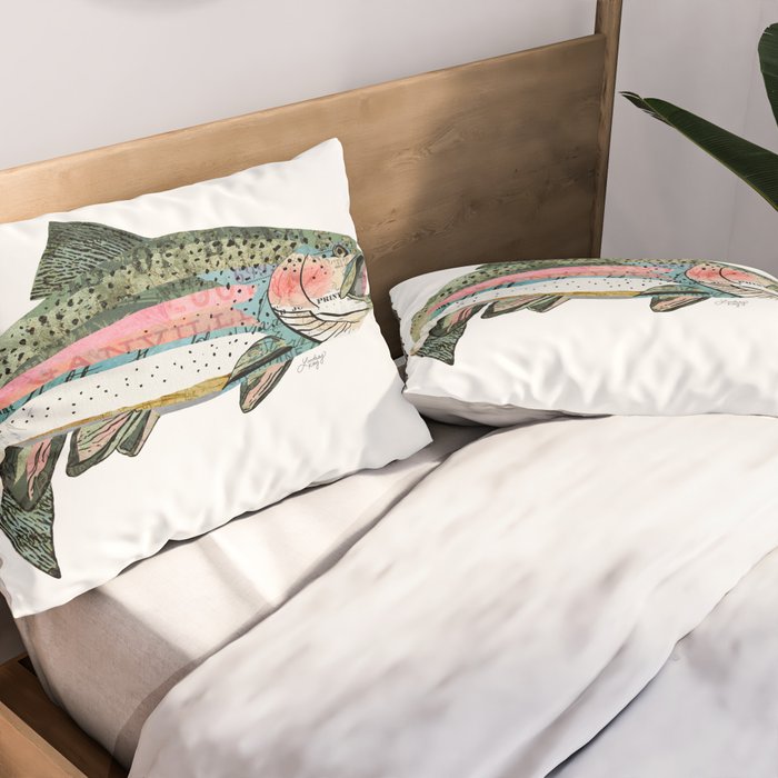Rainbow Trout Collage Pillow Sham Gallery Image 2