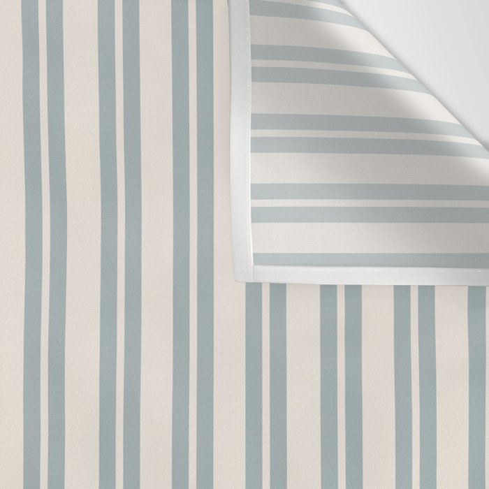 Classic Double Stripe Pattern in Cream and Light Blue-Gray Wall Tapestry Gallery Image 3