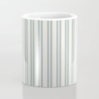 Classic Double Stripe Pattern in Cream and Light Blue-Gray Coffee Mug Gallery Image 4