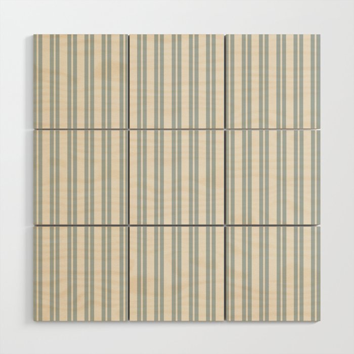 Classic Double Stripe Pattern in Cream and Light Blue-Gray Wood Wall Art Gallery Image 1