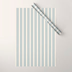Classic Double Stripe Pattern in Cream and Light Blue-Gray Wrapping Paper Gallery Image 1