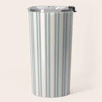 Classic Double Stripe Pattern in Cream and Light Blue-Gray Travel Mug Gallery Image 2