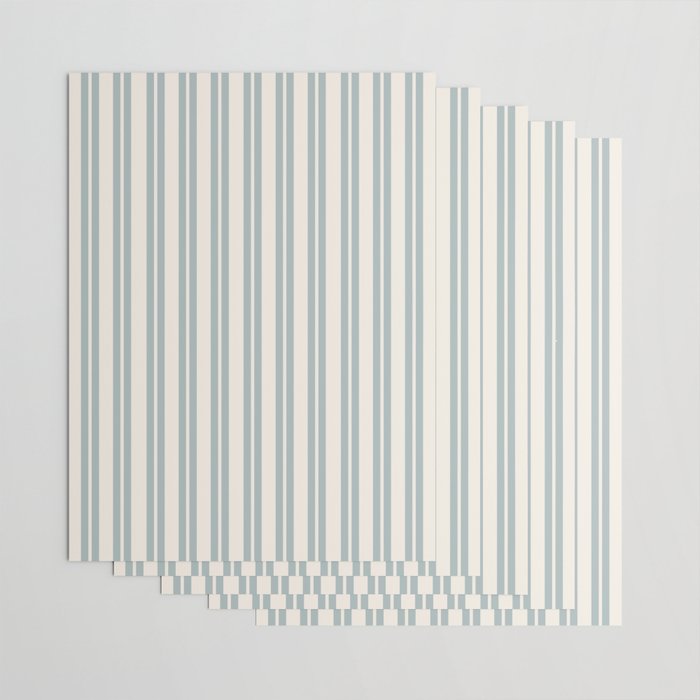 Classic Double Stripe Pattern in Cream and Light Blue-Gray Wrapping Paper Gallery Image 3