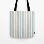Classic Double Stripe Pattern in Cream and Light Blue-Gray Tote Bag Gallery Image 1
