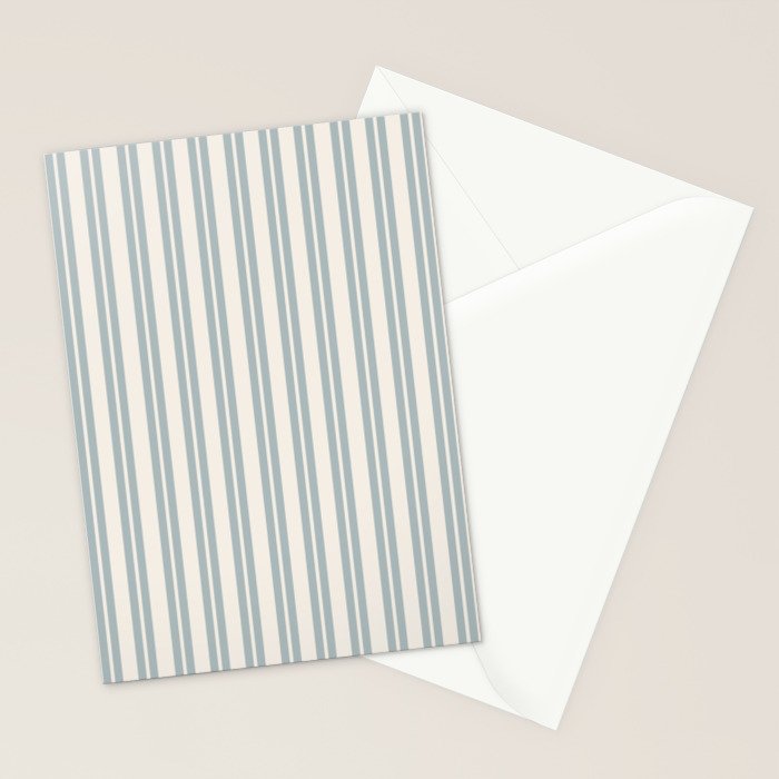 Classic Double Stripe Pattern in Cream and Light Blue-Gray Stationery Card Gallery Image 2