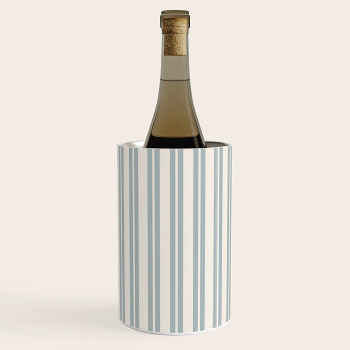Classic Double Stripe Pattern in Cream and Light Blue-Gray Wine Chiller Gallery Image 3