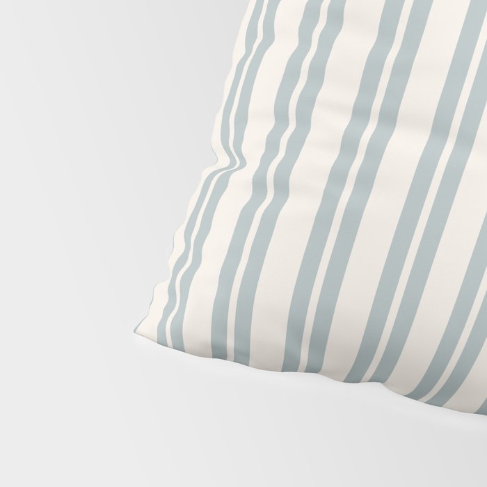 Classic Double Stripe Pattern in Cream and Light Blue-Gray Pillow Sham Gallery Image 4