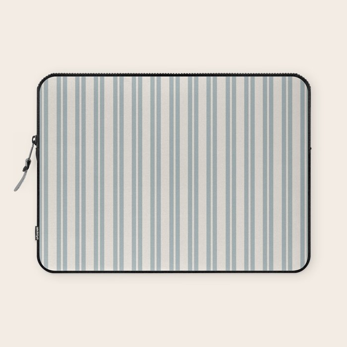 Classic Double Stripe Pattern in Cream and Light Blue-Gray Laptop Sleeve Gallery Image 1