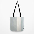 Classic Double Stripe Pattern in Cream and Light Blue-Gray Tote Bag Gallery Image 2