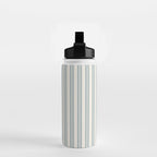 Classic Double Stripe Pattern in Cream and Light Blue-Gray Water Bottle Gallery Image 2