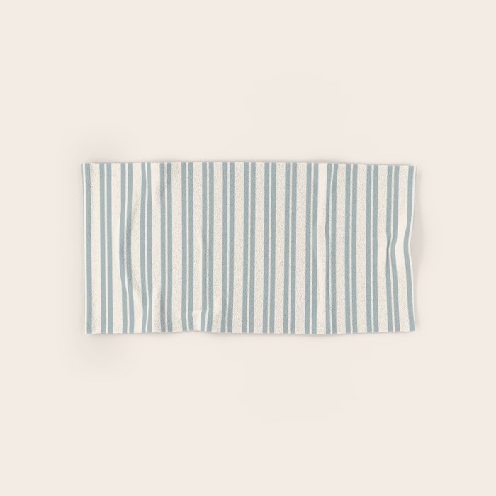 Classic Double Stripe Pattern in Cream and Light Blue-Gray Bath Towel Gallery Image 1